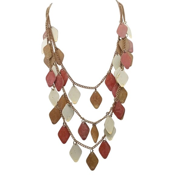 Vintage Multi-Layered Chain Necklace with Layered Geometric Pendants - Picture 1 of 2
